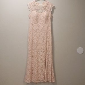 Davids Bridal  Formal Light Pink Lace Formal Gown